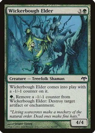 Green shaman creature card art featuring dark, tangled forest scene.