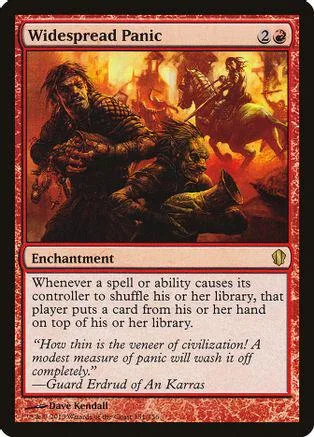 Dark fantasy art card showing figures in conflict, black and orange tones.