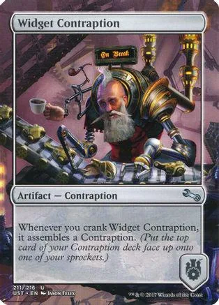 Magic: The Gathering card, Widget Contraption, featuring a steampunk-style figure.