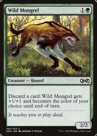 Brown fox creature card art, showing a wild mongrel running through tall grass.