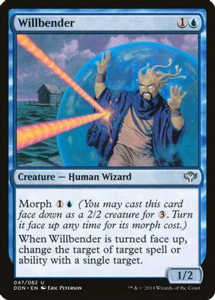 Wizard casting blue energy spell, blue and purple hues, collectible card.