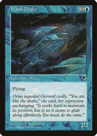 Blue and black dragon art on a Magic: The Gathering card.
