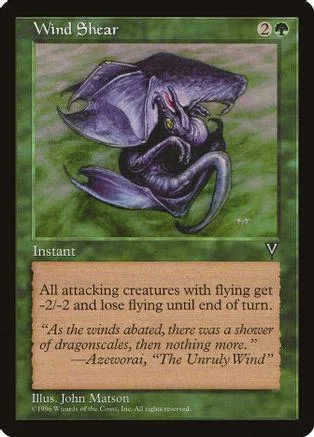 Purple bat creature card art on green background. Instant spell.