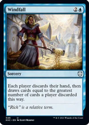Sorcery card art: woman in medieval dress in a snowy landscape.