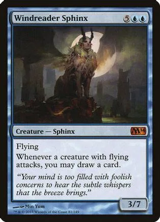 Sphinx creature card art: large, furry creature against a moonlit background.