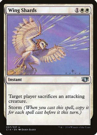 Wing Shards card art: feathered creature flying with white energy streaks.