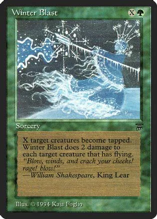 Blue and white winter scene on a Magic: The Gathering card.