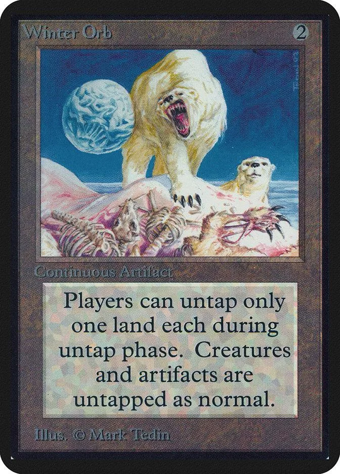Magic: The Gathering Winter Orb card featuring a polar bear and blue planet.