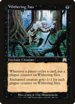 Creature card art: pale figure in woods, dark trees, blue/green tones.