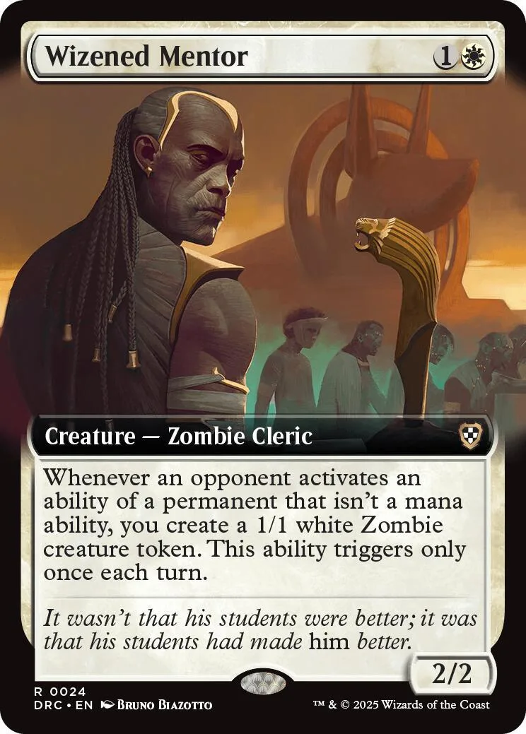 Zombie cleric card art featuring dark-skinned figure with dreadlocks against orange background.