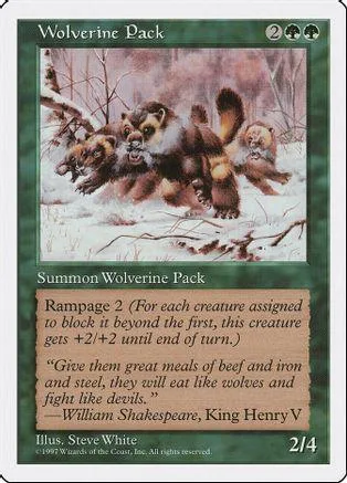 Brown wolves running through snow on a collectible trading card.