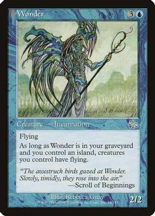 Blue and green fantasy creature on a Magic: The Gathering card.
