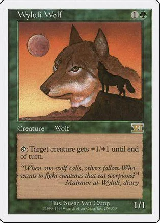 Brown wolf head on orange background, black silhouette, white card.