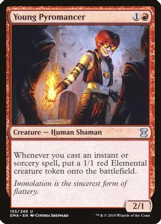 Red-haired shaman character on a Magic: The Gathering card.