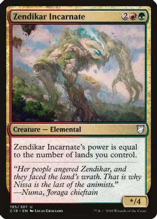 Large elemental creature on a card with green and blue tones.