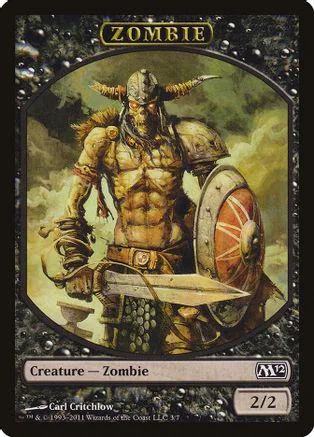 Zombie creature card art: muscular figure in armor, holding a shield.