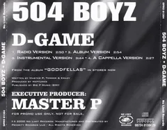 504 Boyz – D-Game (CD, Promo)