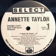 Annette Taylor Select Records – It Must Be Right (Vinyl, 12")