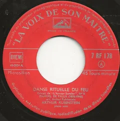 Arthur Rubinstein – Danse Rituelle Du Feu (Vinyl, 7")