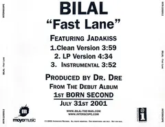 Bilal Featuring Jadakiss – Fast Lane (CD, Single)