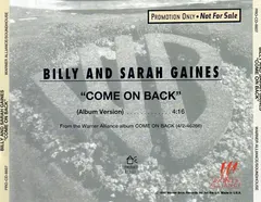 Billy And Sarah Gaines – Come On Back (CD, Single)