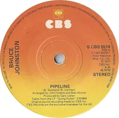 Bruce Johnston CBS – Pipeline (Vinyl, 7")