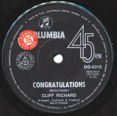 Cliff Richard – Congratulations (Vinyl, 7")
