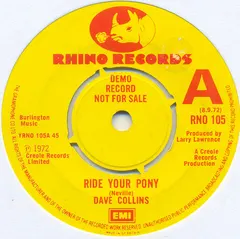 Dave Collins (3) – Ride Your Pony (Vinyl, 7")