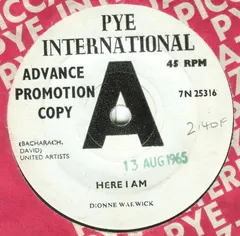 Dionne Warwick – Here I Am (Vinyl, 7")