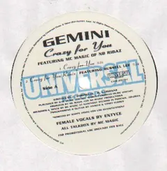Gemini* Featuring MC Magic (3) – Crazy For You (Vinyl, 12")