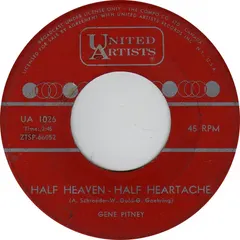 Gene Pitney United Artists Records – Half Heaven - Half Heartache (Vinyl, 7")