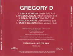 Gregory D – Crack Slangas (CD, Single)
