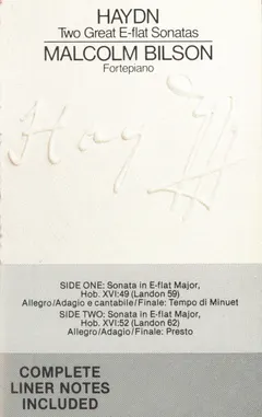 Haydn* – Malcolm Bilson - Two Great E-flat Sonatas (Cassette, Album)