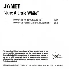 Janet Jackson – Just A Little While (CDr, Promo)