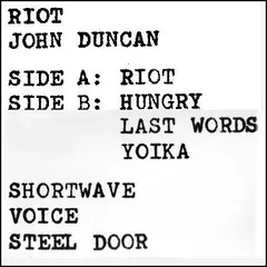 John Duncan – Riot (Vinyl, LP)