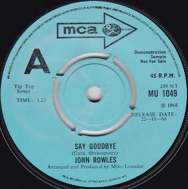 John Rowles – Say Goodbye