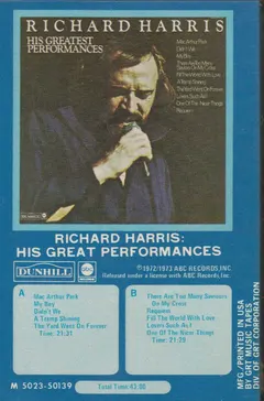 Richard Harris – His Greatest Performances (Cassette, Album)
