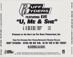 Ruff Ryders Featuring Eve (2) – U, Me & She (CD, Single)