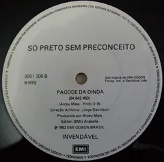 Só Preto Sem Preconceito – Pagode Da Dinda (Vinyl, 12")