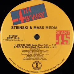 Steinski & Mass Media – We'll Be Right Back (Vinyl, 12")