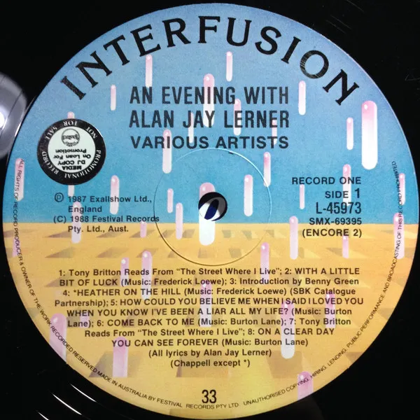 Various – An Evening With Alan Jay Lerner