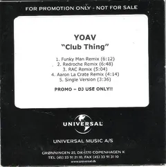 Yoav – Club Thing (CDr, Maxi-Single)