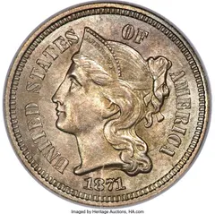 1871 [FS-101] Three Cent Nickel
