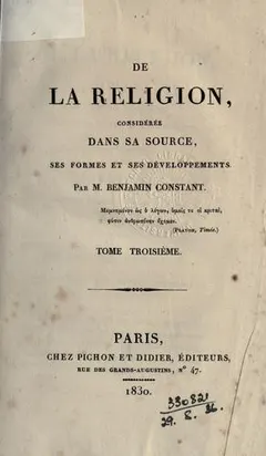 De la religion by Benjamin Constant