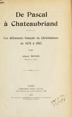 De Pascal à Chateaubriand by Albert Monod