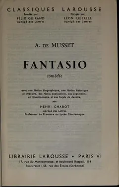Fantasio by Alfred de Musset