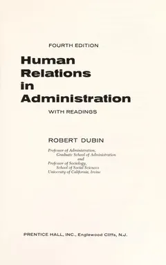 Human relations in administration by Robert Dubin