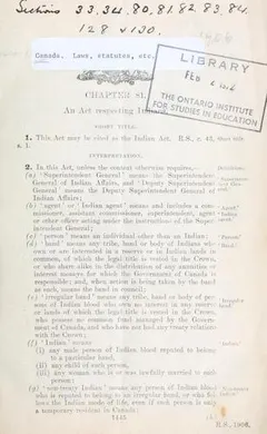 Indian Act by Canada