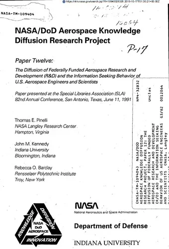 NASA/DoD aerospace knowledge diffusion research project