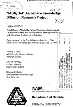 NASA/DoD aerospace knowledge diffusion research project by Thomas E. Pinelli